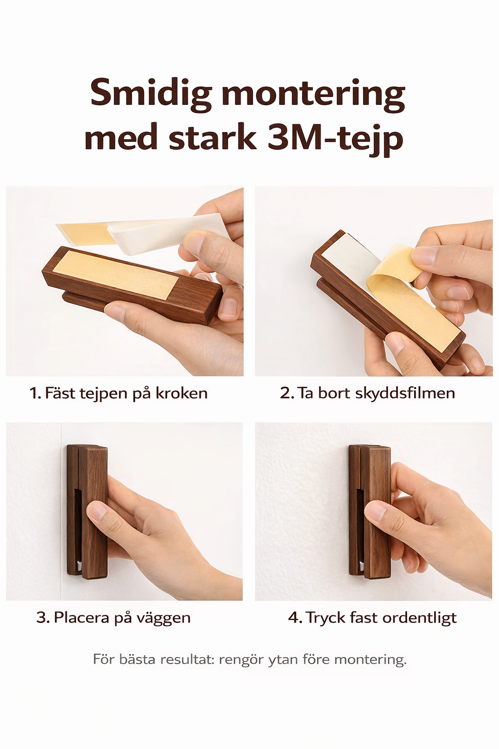 Nordic Hook - Självhäftande väggkrok i trä